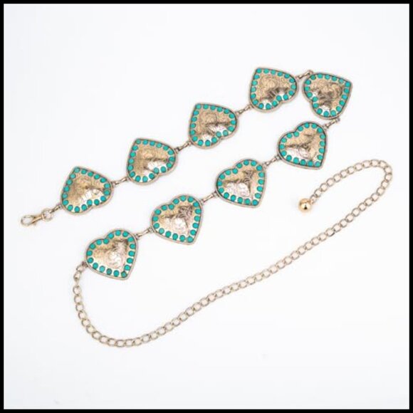 Western Metal Concho Belt Adjustable Chain Waist Y2K Cowgirl Chic - Picture 6 of 7